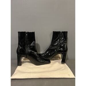 Zara Black Genuine Leather Pointed Toe Ankle Boots Women Size US 8 EUR 36 Bag